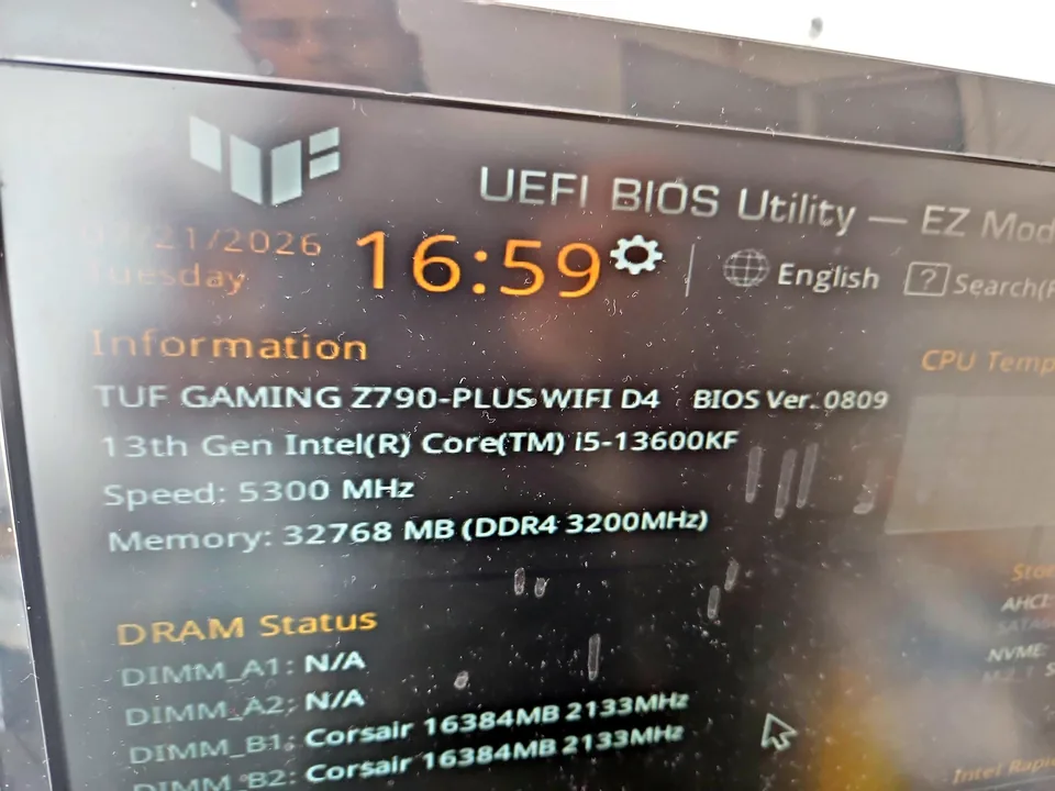 Desktop PC displaying BIOS information during hardware testing