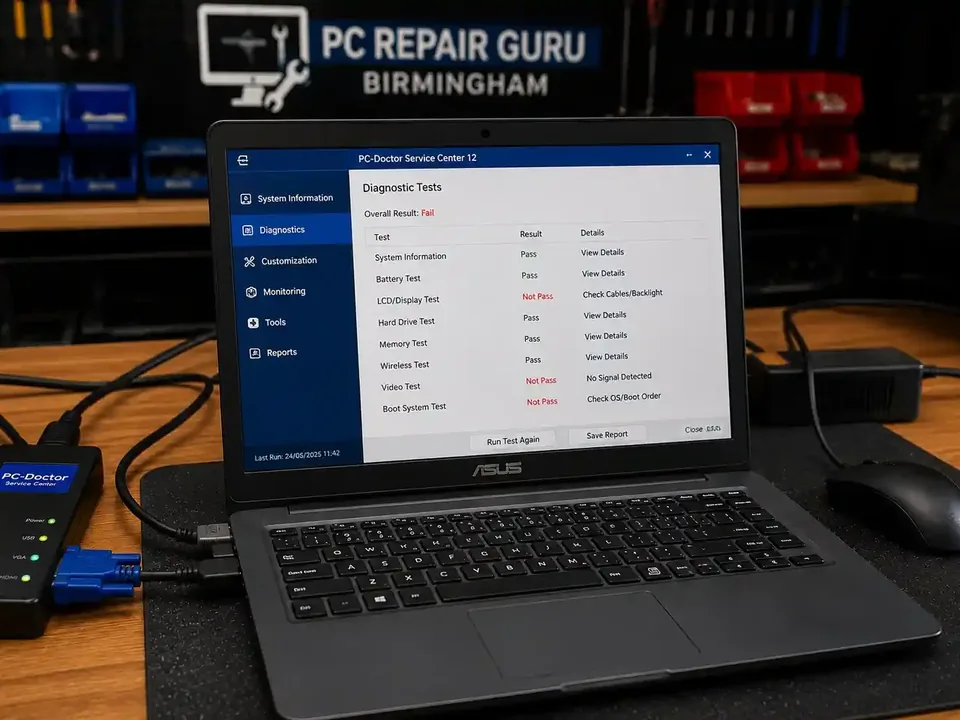 Can Data Be Recovered From a Laptop That Will Not Turn On? Laptop opened for storage and data-recovery assessment at PC Repair Guru Birmingham