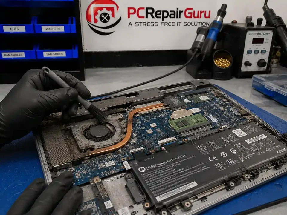 Gaming Laptop FPS Drops After a Few Minutes: Heat, Power or Software? Gaming laptop cooling and performance being diagnosed at PC Repair Guru Birmingham