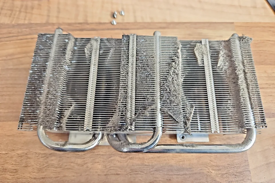 Graphics card repairs Dust-blocked graphics card heatsink removed for fault and overheating diagnosis in Birmingham