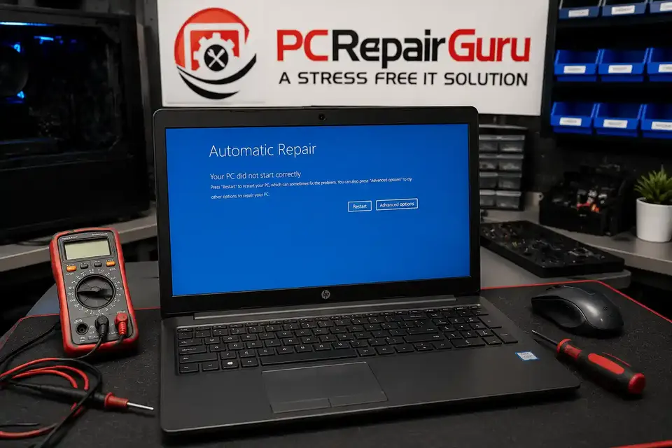 Windows Won’t Boot in Birmingham: Safe Checks Before Repair Windows Automatic Repair screen displayed during startup fault diagnosis at PC Repair Guru in Birmingham